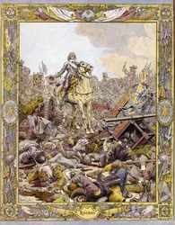 Príncipe Luis II de Borbón Condé (Bourbon-Conde), conocido como el Gran Condé (1621-1686), Duque de Enghien saludando el cadáver del Conde de Fontaine en la Batalla de Rocroi contra los españoles, 19 de mayo