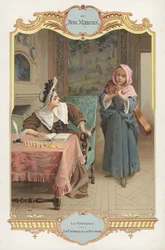 Escena de la fábula de Jean de la Fontaine La Cigarra y la Hormiga (La Hormiga y la Cigarra)