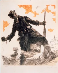Cartel de propaganda francesa de la Primera Guerra Mundial Journée du Poilu. 25 y 26 de diciembre de 1915, pub. 1915