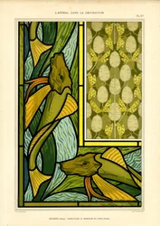 Composiciones Art Nouveau con peces y libélulas (litografía)