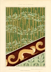 Motivos decorativos Art Nouveau con peces, armiño y lirio de los valles (litografía)