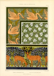 Patrones Art Nouveau inspirados en la naturaleza con motivos animales (litografía)
