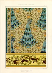 Pavos reales y peces en ornamentación Art Nouveau