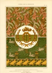 Aves acuáticas y motivos marítimos en el Art Nouveau (litografía)