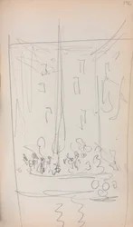 Cuaderno de bocetos italiano: Barco con figuras (página 172)