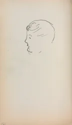 Cuaderno de bocetos italiano: Cabeza de hombre de perfil (página 150)
