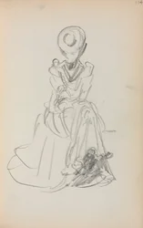 Cuaderno de bocetos italiano: Mujer sentada (página 114)