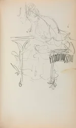 Cuaderno de bocetos italiano: Mujer sentada cosiendo (página 153)