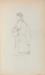 Cuaderno de bocetos italiano: Mujer de pie con una cartera en la mano (página 56)