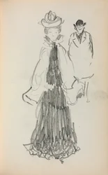 Cuaderno de bocetos italiano: Mujer y hombre de pie (página 125)