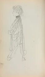 Cuaderno de bocetos italiano: Mujer de pie de perfil (página 51)