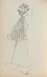 Cuaderno de bocetos italiano: Mujer de pie de perfil (página 130)