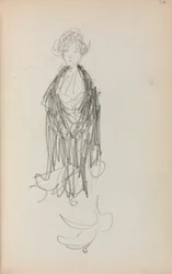 Cuaderno de bocetos italiano: Mujer de pie con chal (página 54)