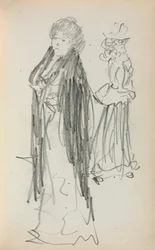 Cuaderno de bocetos italiano: Dos mujeres de pie (página 129)