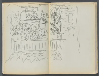 Libro de bocetos - The Granite Shore Hotel, Rockport, página 058 y 59: Casa y jardín vallado