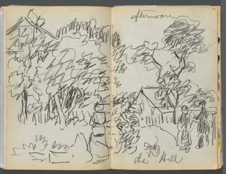 Sketchbook- The Granite Shore Hotel, Rockport, página 104- 105: "Tarde , la colina"