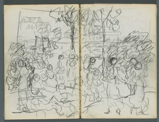 Cuaderno de bocetos, The Dells, N° 127, página 076 y 77: Figuras en un paisaje