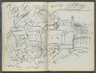 Cuaderno de bocetos, The Dells, N° 127, página 096  97: Paisaje con casas