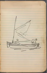 Cuaderno de bocetos, página 085: Velero con dos figuras