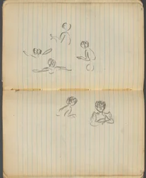 Cuaderno de bocetos, página 094 y 95: Figuras nadando
