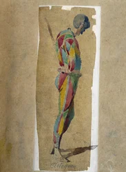 Arlequín, de "Masques et bouffons" (comedia italiana), texto y dibujos de Maurice Sand, grabados por A. Manceau, prefacio de Georges Sand
