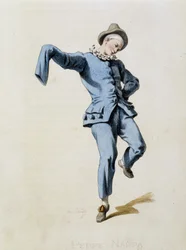 Peppe Nappa (Pierrot o Peppe-Nappa) de “Masques et bouffons” (Comedia italiana), texto y dibujos de Maurice Sand, impresiones de A. Manceau, prefacio de Georges Sand, París, Michel Lévy Frères