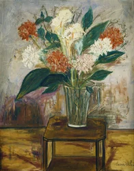 Jarrón con flores sobre una mesa; Jarrón con flores sobre una mesa
