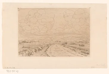 Carretera rural a través de un paisaje con colinas en el horizonte