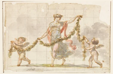 Dibujo, Pintura mural, hacia 1820