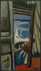 Vista del mar, rojo, gris, azul