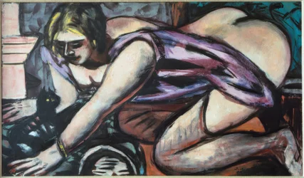 Semidesnudo con gato