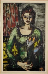Retrato de Quappi (Mathilde, segunda esposa de Beckmann) con jersey verde