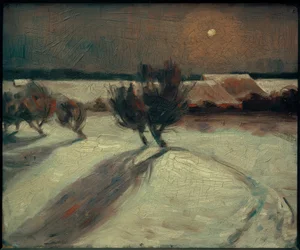 Paisaje nevado a la luz de la luna