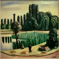 Paisaje marino con álamos