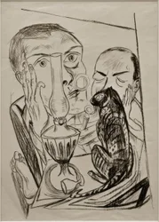 Autorretrato con gato y lámpara