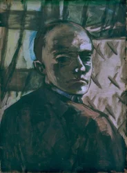 Autorretrato con cortina verde