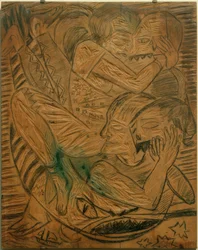 Autorretrato con Naïla como artistas de circo