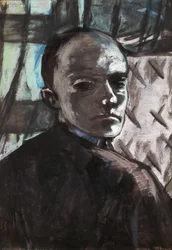 Autorretrato con cortina verde