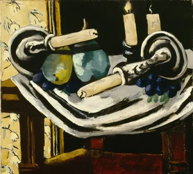Bodegón con velas caídas