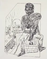 El deshollinador, de Max Beckmann (1884-1950), litografía. Alemania, siglo XX.