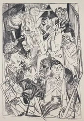 Los ideólogos, de Max Beckmann (1884-1950), grabado. Alemania, siglo XX.
