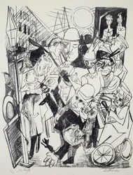 La calle, de Max Beckmann (1884-1950), grabado. Alemania, siglo XX.