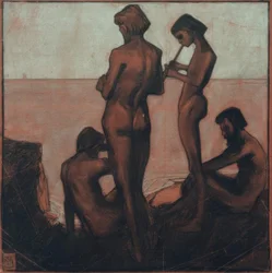 Cuatro jóvenes en el mar (Jóvenes en el mar – Cuatro figuras masculinas en el mar)