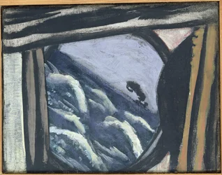 Vista desde la escotilla del barco (óleo sobre lienzo)