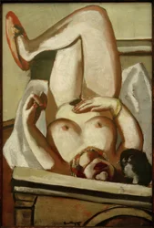 Desnudo femenino con perro