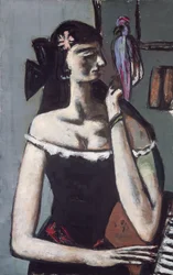 Mujer con loro