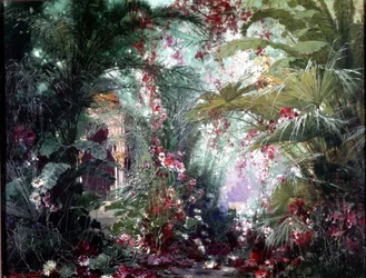 Decorado para el espectáculo "Parsifal" de Richard Wagner: el Jardín de Klingsor. Escenografía de Bruckner 1882. Museo Wagner, Bayreuth.