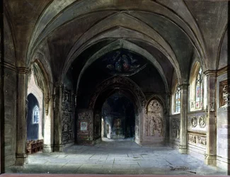 Decoración para “Die Meistersinger” o “Los maestros cantores de Núremberg”, ópera de Richard Wagner. Escenografía de Bruckner, Acto I. Museo Wagner Bayreuth