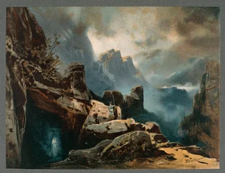 Francia, París, Diseño de escenario para el acto III de El anillo del nibelungo - El oro del Rin de Richard Wagner