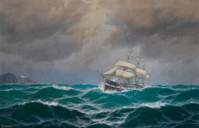 Tres mástiles en alta mar